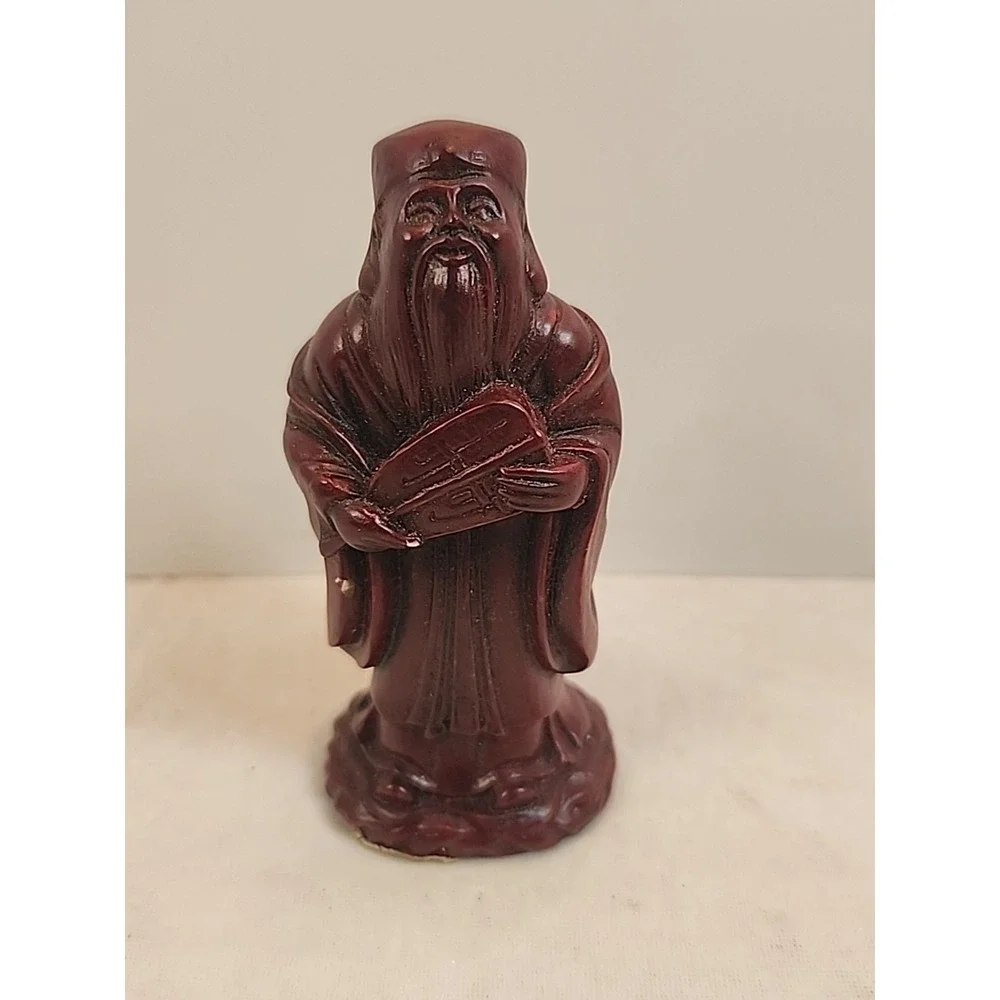 Japanese Lucky Ornament‎  Figurine Jyurozin One of the Shichi Fukujin Red Resin